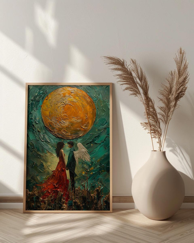 Wedding Gift, The Lovers Tarot Card Print, Twin Flame Art, Impasto Oil Painting, Soulmate Wall Decor, Celestial Love Poster
