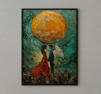 Wedding Gift, The Lovers Tarot Card Print, Twin Flame Art, Impasto Oil Painting, Soulmate Wall Decor, Celestial Love Poster