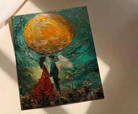 Wedding Gift, The Lovers Tarot Card Print, Twin Flame Art, Impasto Oil Painting, Soulmate Wall Decor, Celestial Love Poster