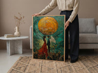 Wedding Gift, The Lovers Tarot Card Print, Twin Flame Art, Impasto Oil Painting, Soulmate Wall Decor, Celestial Love Poster