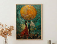 Wedding Gift, The Lovers Tarot Card Print, Twin Flame Art, Impasto Oil Painting, Soulmate Wall Decor, Celestial Love Poster