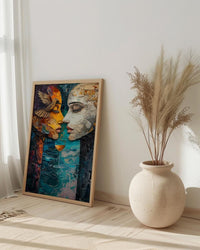 Soulmate Gift, Two of Cups Tarot Print, Impasto Art, Wedding Gift, Twin Flame Connection, Abstract Couple Drinking, Love Art