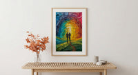 Happy Family Art, Ten of Cups Tarot Print, Rainbow Wall Decor, Impasto Oil Painting, Wedding Gift, Happily Ever After, Home Blessing