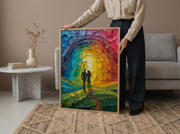 Happy Family Art, Ten of Cups Tarot Print, Rainbow Wall Decor, Impasto Oil Painting, Wedding Gift, Happily Ever After, Home Blessing
