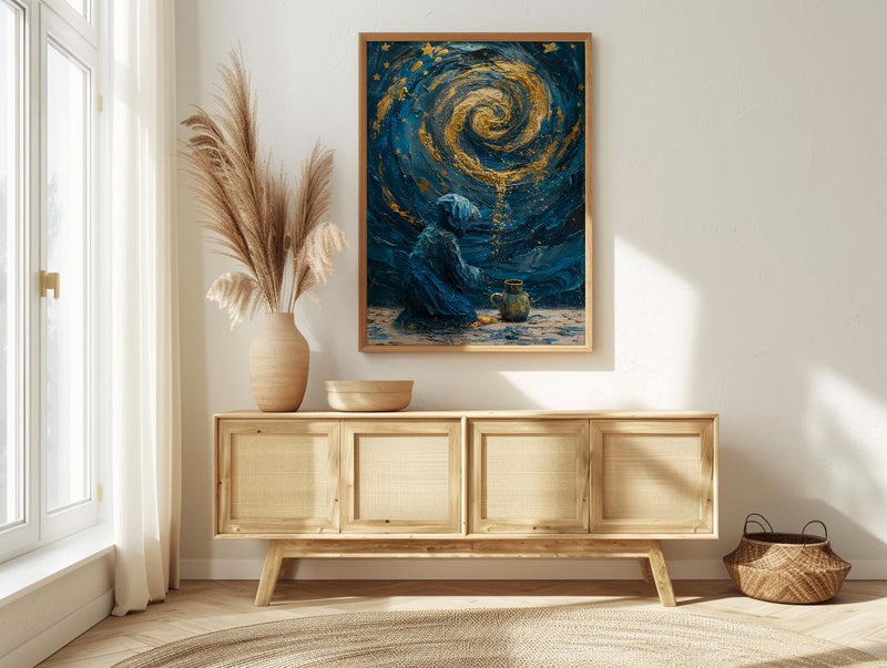 The Star Tarot Card Print, Hope and Healing Art, Celestial Wall Decor, Impasto Oil Painting, Spiritual Gift, Wish Fulfillment, Blue Art