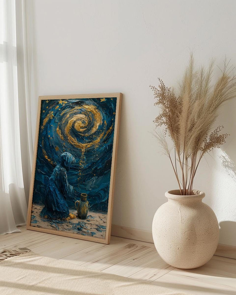 The Star Tarot Card Print, Hope and Healing Art, Celestial Wall Decor, Impasto Oil Painting, Spiritual Gift, Wish Fulfillment, Blue Art