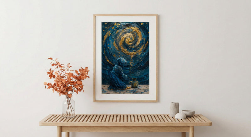 The Star Tarot Card Print, Hope and Healing Art, Celestial Wall Decor, Impasto Oil Painting, Spiritual Gift, Wish Fulfillment, Blue Art
