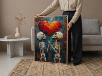 Gothic Anniversary Gift, Skull Couple Art, Till Death Do Us Part, Impasto Oil Painting, Dark Romantic Decor, Skeleton Love, Emo Gift