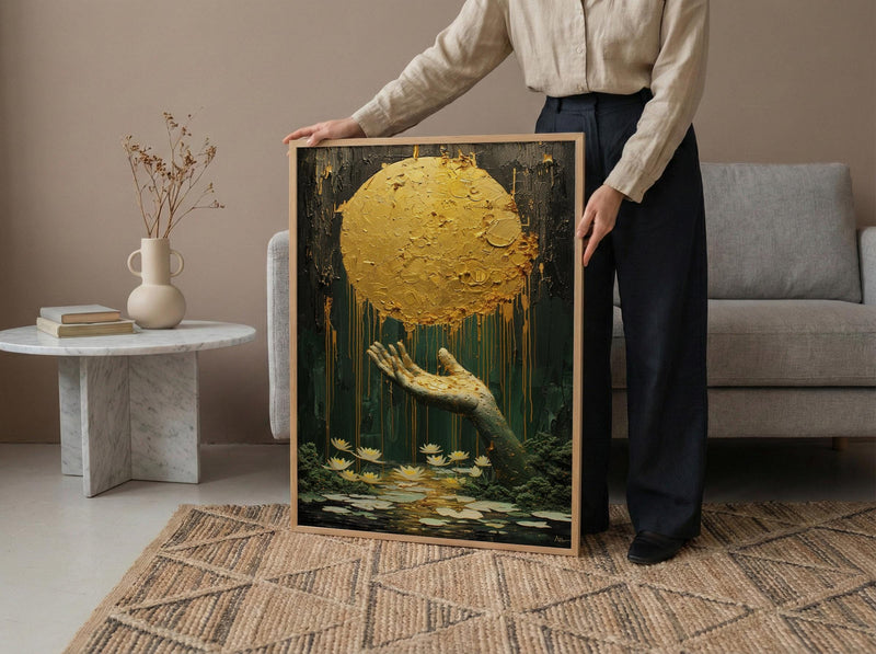 New Job Gift, Ace of Pentacles Tarot, Wealth Manifestation, Impasto Oil Painting, Office Wall Decor, Prosperity Art, Money Charm