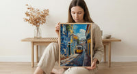 Lisbon Wall Art, Yellow Tram 28 Print, Portugal Decor, Impasto Oil Painting, Azulejo Tile, Cityscape Art, Cheerful Gift