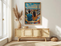 Barcelona Wall Art, Park Guell Print, Gaudi Mosaic, Impasto Oil Painting, Spain Travel Decor, Colorful Art, Artistic Gift