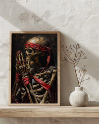 Skeleton Pinky Swear Art, Best Friend Gift, Gothic Promise Print, Impasto Oil Painting, Red Ribbon, Couple Art, Unbreakable Bond
