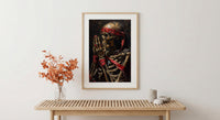 Skeleton Pinky Swear Art, Best Friend Gift, Gothic Promise Print, Impasto Oil Painting, Red Ribbon, Couple Art, Unbreakable Bond