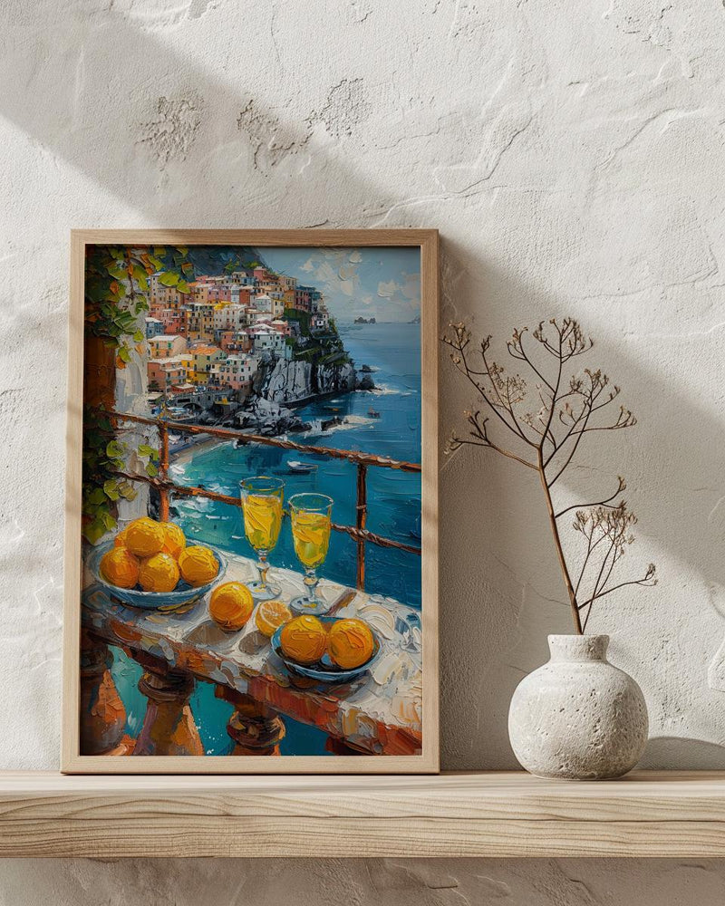 Amalfi Coast Art, Positano Print, Lemon Decor, Impasto Oil Painting, Italian Summer, Kitchen Wall Art, Limoncello Vibes, Housewarming Gift