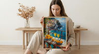 Amalfi Coast Art, Positano Print, Lemon Decor, Impasto Oil Painting, Italian Summer, Kitchen Wall Art, Limoncello Vibes, Housewarming Gift