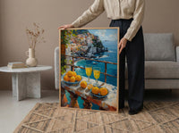 Amalfi Coast Art, Positano Print, Lemon Decor, Impasto Oil Painting, Italian Summer, Kitchen Wall Art, Limoncello Vibes, Housewarming Gift