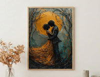 Vienna Wall Art, Klimt Style Couple, Gold Leaf Effect, Impasto Oil Painting, Romantic Kiss Print, Art Nouveau Decor, Engagement Gift
