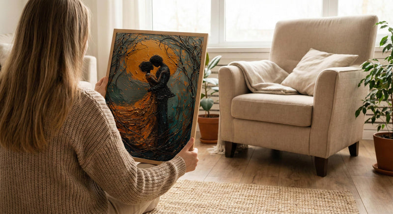 Vienna Wall Art, Klimt Style Couple, Gold Leaf Effect, Impasto Oil Painting, Romantic Kiss Print, Art Nouveau Decor, Engagement Gift
