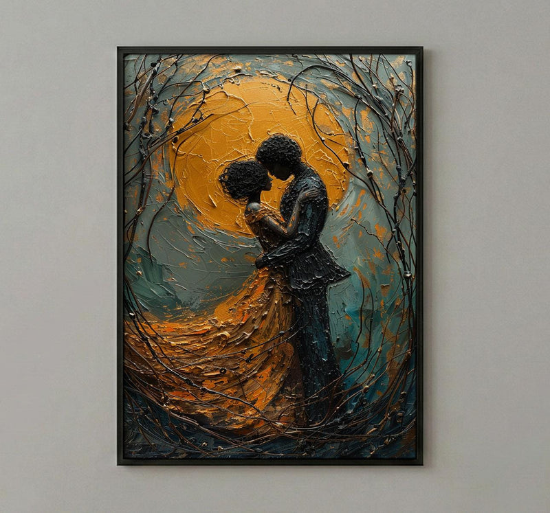 Vienna Wall Art, Klimt Style Couple, Gold Leaf Effect, Impasto Oil Painting, Romantic Kiss Print, Art Nouveau Decor, Engagement Gift