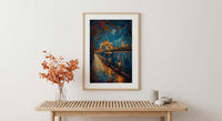 Budapest Wall Art, Chain Bridge Print, Hungary Travel, Impasto Oil Painting, Night Cityscape, Golden Lights, Romantic View