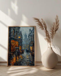 Edinburgh Wall Art, Royal Mile Print, Scotland Travel, Impasto Oil Painting, Moody Rainy Street, Gothic Decor, Dark Academia