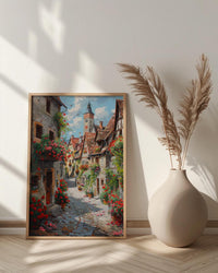 Rothenburg Wall Art, Medieval Town Print, Germany Travel, Impasto Oil Painting, Half Timbered House, Fairytale Village, Cute, Wedding Gift