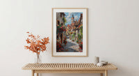 Rothenburg Wall Art, Medieval Town Print, Germany Travel, Impasto Oil Painting, Half Timbered House, Fairytale Village, Cute, Wedding Gift