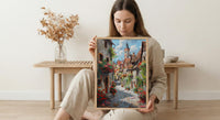 Rothenburg Wall Art, Medieval Town Print, Germany Travel, Impasto Oil Painting, Half Timbered House, Fairytale Village, Cute, Wedding Gift