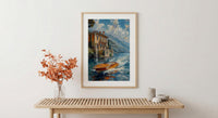 Lake Como Wall Art, Italian Villa Print, Luxury Travel Decor, Impasto Oil Painting, Garden Landscape, Anniversary Gift, Italy Lake