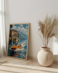 Lake Como Wall Art, Italian Villa Print, Luxury Travel Decor, Impasto Oil Painting, Garden Landscape, Anniversary Gift, Italy Lake