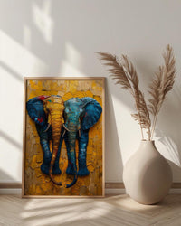 Elephant Couple Art, African Decor, Safari Nursery Print, Impasto Oil Painting, Animal Love, Kente Pattern, Good Luck Gift