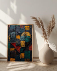 Kente Heart Print, African Pattern Art, Cultural Wall Decor, Impasto Oil Painting, Ghana Heritage Gift, Black History Month, Love