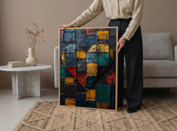 Kente Heart Print, African Pattern Art, Cultural Wall Decor, Impasto Oil Painting, Ghana Heritage Gift, Black History Month, Love
