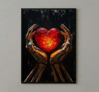 Skeleton Hands Heart, Anatomical Heart Art, Dark Love Print, Impasto Oil Painting, Gothic Symbol, Medical Decor, Eternal Love