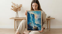 Victoria Falls Art, Zimbabwe Travel Print, Waterfall Landscape, Impasto Oil Painting, Nature Lover Gift, Anniversary Gift, Rainbow Art