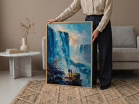 Victoria Falls Art, Zimbabwe Travel Print, Waterfall Landscape, Impasto Oil Painting, Nature Lover Gift, Anniversary Gift, Rainbow Art