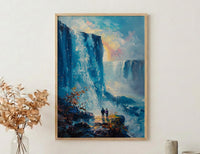 Victoria Falls Art, Zimbabwe Travel Print, Waterfall Landscape, Impasto Oil Painting, Nature Lover Gift, Anniversary Gift, Rainbow Art