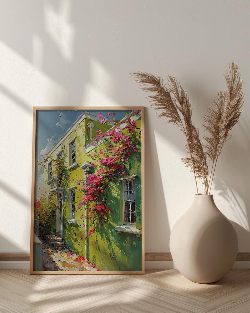 South Africa Wall Art, Bo Kaap Cape Town Print, Lime Green House Painting, Colorful Street Decor, Impasto Travel Poster