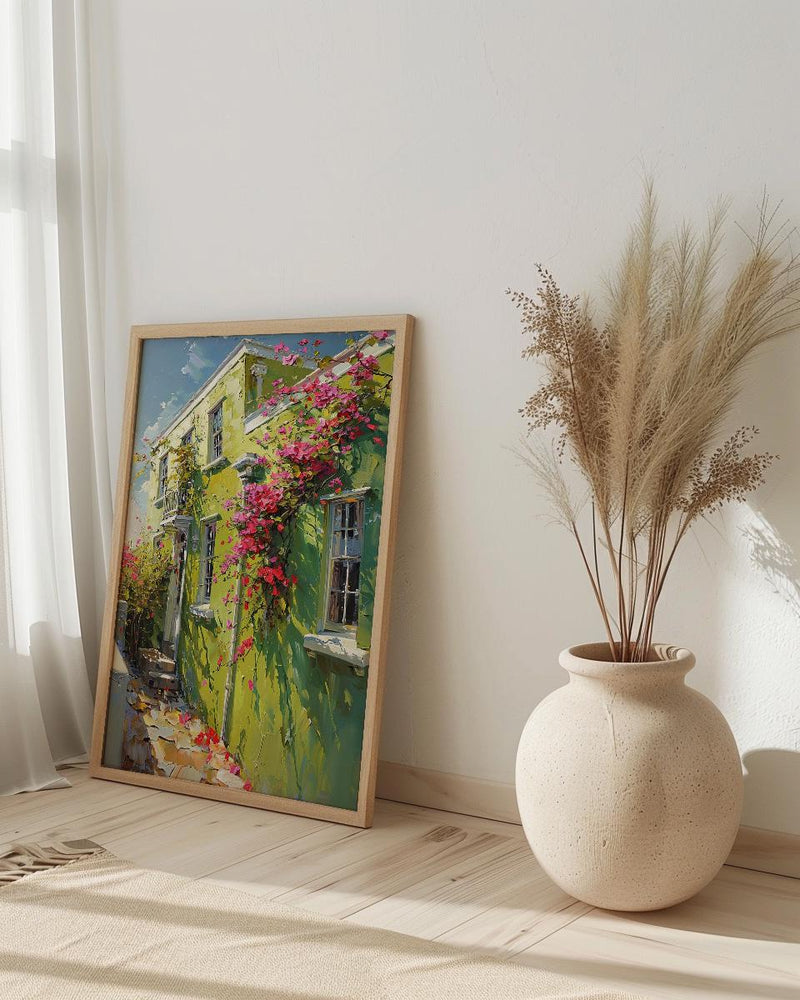South Africa Wall Art, Bo Kaap Cape Town Print, Lime Green House Painting, Colorful Street Decor, Impasto Travel Poster
