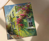 South Africa Wall Art, Bo Kaap Cape Town Print, Lime Green House Painting, Colorful Street Decor, Impasto Travel Poster