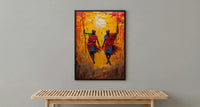 Masai Warrior Art, Kenya Travel Print, African Dance, Impasto Oil Painting, Sunset Silhouette, Cultural Wall Art, Best Friend Gift