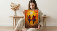 Masai Warrior Art, Kenya Travel Print, African Dance, Impasto Oil Painting, Sunset Silhouette, Cultural Wall Art, Best Friend Gift