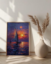 Egypt Wall Art, Nile River Print, Felucca Boat, Impasto Oil Painting, Twilight Landscape, Romantic Travel Gift, Housewarming Gift