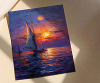 Egypt Wall Art, Nile River Print, Felucca Boat, Impasto Oil Painting, Twilight Landscape, Romantic Travel Gift, Housewarming Gift