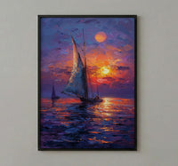 Egypt Wall Art, Nile River Print, Felucca Boat, Impasto Oil Painting, Twilight Landscape, Romantic Travel Gift, Housewarming Gift