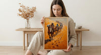 Sahara Desert Art, Camel Caravan Print, Morocco Travel, Impasto Oil Painting, Sand Dunes Decor, Adventure Couple, Housewarming Gift