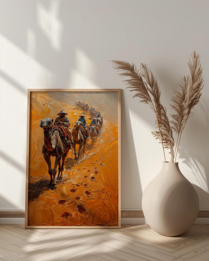 Sahara Desert Art, Camel Caravan Print, Morocco Travel, Impasto Oil Painting, Sand Dunes Decor, Adventure Couple, Housewarming Gift