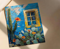 Moroccan Wall Art, Majorelle Garden Print, Electric Blue Cactus Painting, Boho African Decor, Marrakech Travel Poster
