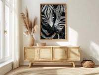 Zebra Print Art, Black and White Heart, Modern Safari Decor, Impasto Oil Painting, Animal Pattern, Baby Shower Gift, Abstract