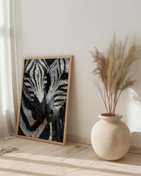 Zebra Print Art, Black and White Heart, Modern Safari Decor, Impasto Oil Painting, Animal Pattern, Baby Shower Gift, Abstract